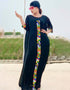 Muslim Fashion Applique Dress in Abaya Style from Dubai